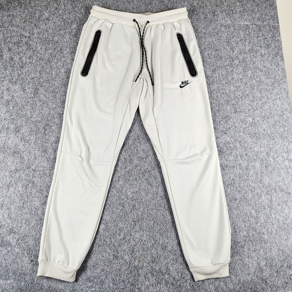 Nike Joggers Men L White Tech Fleece Tapered Athletic Sweatpants Gym Active - Picture 2 of 10